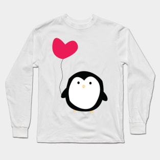 Heart Balloon Penguin Long Sleeve T-Shirt